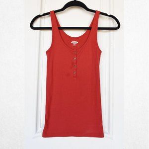 Orange Fitted Rib-Knit Tank | Old Navy | Buttoned